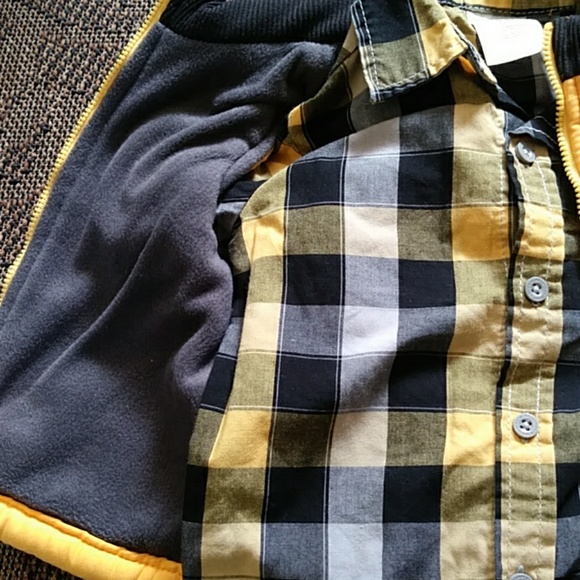 Toddler Dino Puffy Vest+button down+Jeans Set - Picture 5 of 7